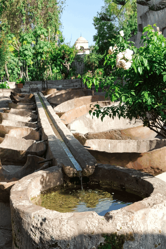 A courtyard fountain in Santa Catalina Arequipa