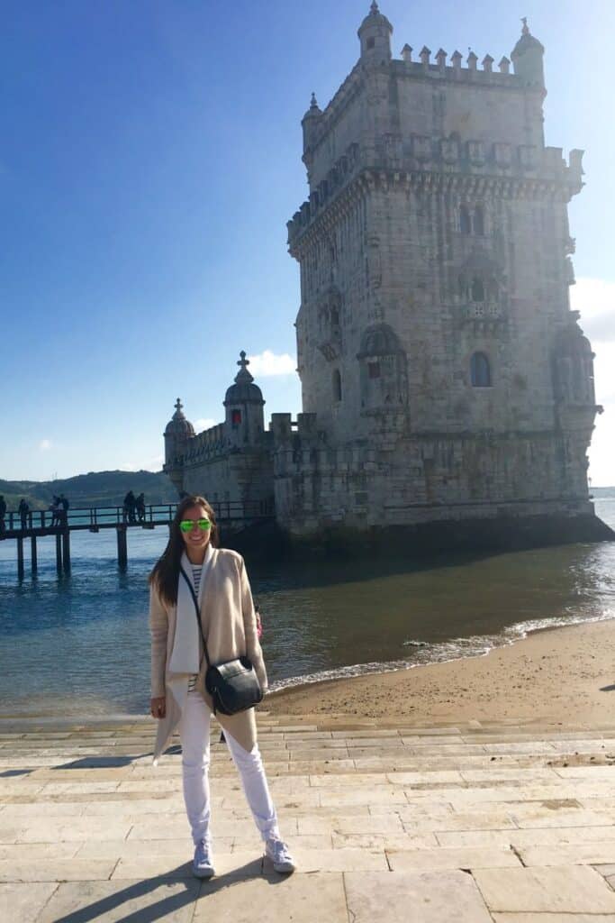 In front of the Belém Tower
