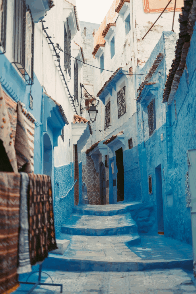 Alleyways in the blue city in morocco